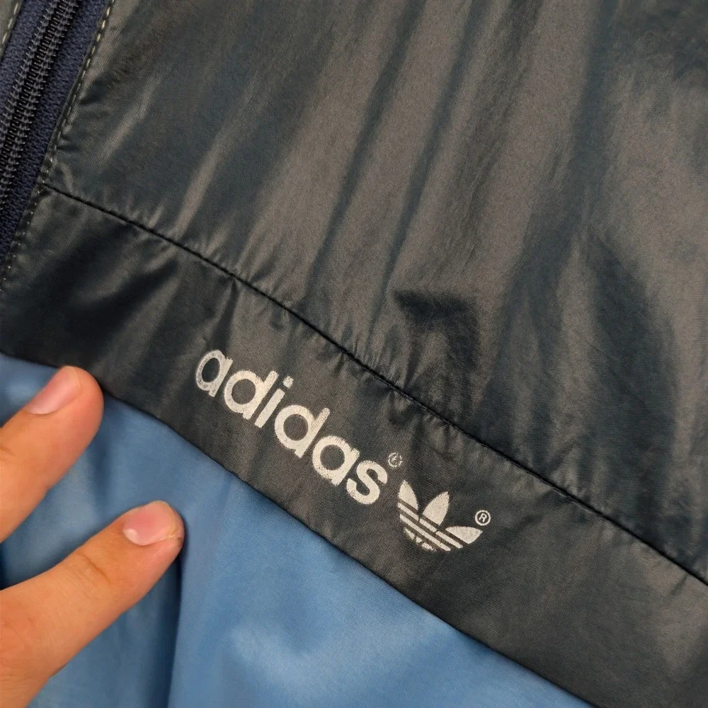 VTG Adidas Jacket Men's Medium Blue Lightweight Retro High Neck Sportswear 80s